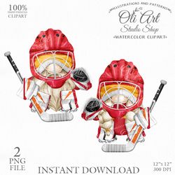 Hockey Goalie Gnome Clip Art. Sports Gnome. Cute Characters. Hand Drawn graphics. Digital Download. OliArtStudioShop