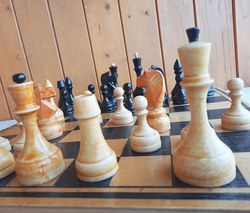 Soviet wooden chess set 1968 made - Oredezh chess set USSR 1960s vintage, 55 years old gift