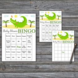 60 Alligator Baby Shower Bingo Cards,Jungle Baby Shower Bingo Games,Printable Baby Shower Bingo Cards--353