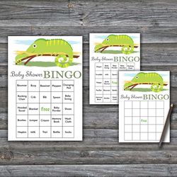 60 Chameleon Baby Shower Bingo Cards,Jungle Baby Shower Bingo Games,Printable Baby Shower Bingo Cards--349