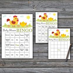 60 chicken baby shower bingo cards,farm animals baby shower bingo games,printable baby shower bingo cards--348