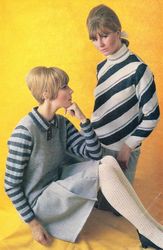 Vintage Knitting Pattern 155 SET Shirt Sweater Stocking Women