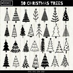 Christmas Trees SVG, 30 Merry Christmas SVG, Rustic boho Trees Christmas, Scandinavian Christmas Trees clipart Cut files