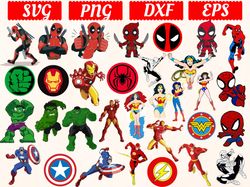 Big SVG Bundle, Digital Download, Spiderman svg, Iron Man svg, Superman svg, Deadpool svg, batman svg, hulk svg