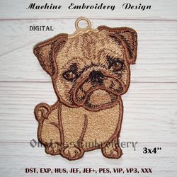 Pug free standing lace digital machine embroidery design
