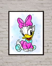 Daisy Duck Disney Art Print Digital Files nursery room watercolor