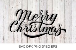 Merry Christmas calligraphy lettering SVG cut file