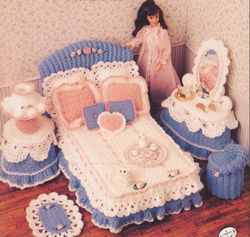 digital | crochet furniture for barbie dolls | crochet accessories for dolls | toy for girls | vintage knitting | pdf