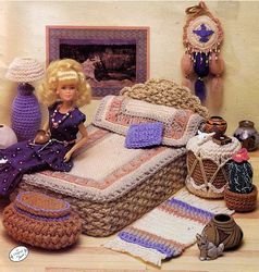 Digital | Crochet furniture for Barbie dolls | Toy for girls | Crochet patterns | Vintage knitting | PDF
