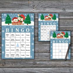 60 Christmas deer Baby Shower Bingo Cards,Christmas Baby Shower Bingo Games,Printable Baby Shower Bingo Cards--265