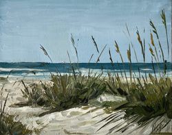 Original Oil painting North Caroline beach seascape American landscape artwork impasto on canvas 8.5x11inch