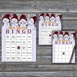 60 Funny snowman Baby Shower Bingo Cards,Christmas Baby Shower Bingo Games,Printable Baby Shower Bingo Cards--270