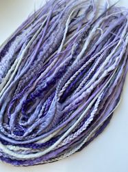 Set of textured dreads, Boho style, Lavander colours, Accessories for hair