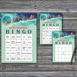 60 Christmas Santa carriage Baby Shower Bingo Cards,Christmas Baby Shower Bingo Games,Printable Baby Shower Bingo Cards