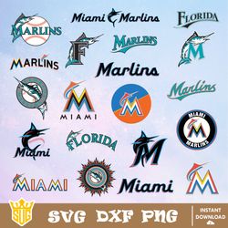Miami Marlins SVG, MLB Team SVG, MLB SVG, Baseball Team Svg, Clipart, Cricut, Silhouette, Digital Download