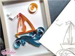Quilling Pattern a boat on the waves, Quilling template a boat on the waves, ship