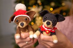 Christmas Chihuahua puppy crochet pattern, crochet dog pattern, amigurumi chihuahua pattern