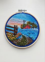 Embroidered picture "Evening silence"