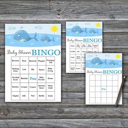 Whale Baby Shower Bingo Cards,Under the sea Baby Shower Bingo Games,Printable Baby Shower Bingo Cards--335