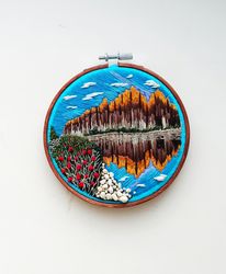 Embroidered picture "Golden mountains of Yakutia"