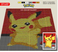 Crochet C2C blanket / Corner to corner blanket 73*92 squares / Pokemon - 2