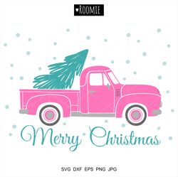 Pink Christmas truck svg, Christmas tree SVG, Farm Fresh svg Vintage truck svg, Retro car svg, Farmhouse Pickup Shirt