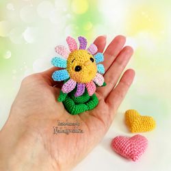 Little Colorful Flower, Chamomile toy, Interior flower, Crochet  Mini Flower, Gift For Her, For special flower lovers