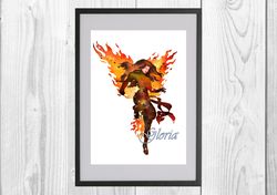 Jean Grey Marvel Superhero Art Print Digital Files decor nursery room watercolor