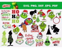 The Grinch SVG, Grinch SVG Cut Files, Grinch Clipart Bundle, SVG & PNG Files for Cricut & Silhouette