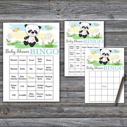 Baby Panda Baby Shower Bingo Cards,Jungle themed Baby Shower Bingo Games,Printable Baby Shower Bingo Cards--309
