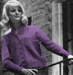 Vintage Knitting Pattern 156 Jacket of Twisted Stitches Women