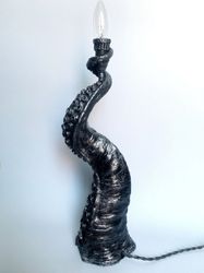 Octopus, Silver Tentacle, Most amazing Cthulhu mythos Fantasy Gift Idea Steampunk vintage statuette, designer light lamp