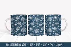blue winter mug sublimation design. christmas mug wrap.