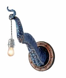Octopus, Space Tentacle, Cthulhu steampunk vintage statuette designer lamp holder, light lamp, gift for him lantern, wal