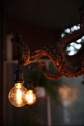 Octopus Tentacle chandelier Cthulhu mythos Fantasy Gift Idea, Steampunk vintage pendant designer bulb holder, light lamp