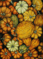 Original oil on canvas painting, fall farm house style pumpkin
