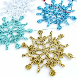 Crochet Pattern Snowflake Christmas Ornament. PDF file digital download.