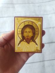 Jesus Christ | Image of Edessa | Christ | Hand painted icon | Small orthodox icon | Icon drawing | Small catholic icon