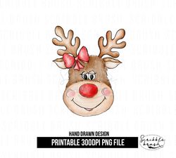 Christmas Reindeer Girl Sublimation PNG Design