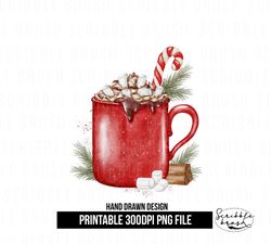 Christmas Hot Chocolate Mug Sublimation PNG Design