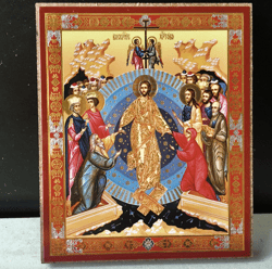 Resurrection Jesus Christ icon | Orthodox - Catholic | Lithography print on wood | 3,5" x 2,5"