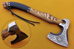 Viking axe Hand Forged Carbon Steel Axe Head Gift for Men/Women with personalized engraved wooden box, Custom Ax