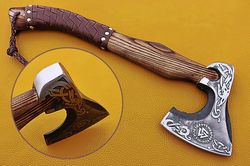 Viking axe Hand Forged Carbon Steel Axe Head Gift for Men/Women with personalized engraved wooden box, Custom Ax