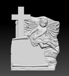 3D STL Model for CNC file Tombstone Angel with papyrus