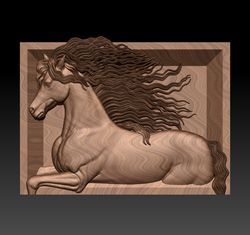 3D Model STL file Panel Running Horse for CNC Router Engraver Carving