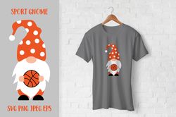 Sport gnome holding basketball ball SVG