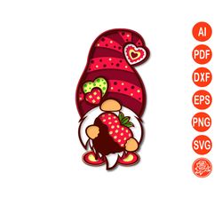 Layered Valentine's gnome mandala SVG files for Cricut
