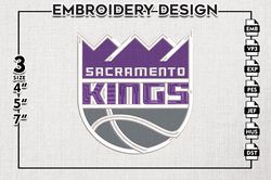 sacramento kings basketball embroidery design, sacramento kings logo nba embroidery files, machine embroidery design