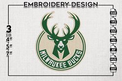 Milwaukee Bucks Embroidery Design, NBA Embroidery files, NBA All Star, Machine embroidery designs, Digital Download