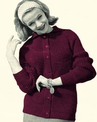 Vintage Knitting Pattern 161 Jacket in Thick-knit Women